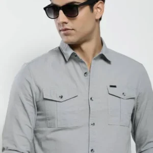 The Indian Garage Co. Men Solid Casual Grey Shirt
