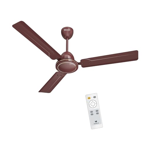 Havells 1200mm Ambrose DX BLDC Motor Ceiling Fan for Home | Remote Controlled, High Air Delivery Fan | 5 Star Rated, Upto 60% Energy Saving| Power: 350 RPM| 2 Year Warranty | (Pack of 1, Brown)