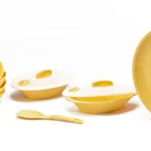 Signoraware Plastic Round Dinner Set (Lemon Yellow) – 23 Pieces