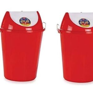 ARISTO Swing Lid Dustbin with Metal Side Handle 32 ltr Red/Red (COMBO)