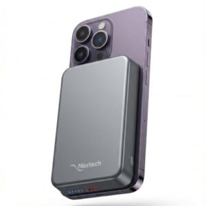 Nextech MagNxt | 10,000mAh MagSafe Power Bank | 22.5W Fast Charging | Type-C PD | 15W Magnetic Charging | iPhone Power Bank Wireless | Compatible with All Smartphones | LED Indicator | Metalic Grey