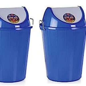 ARISTO Plastic Swing Lid Dustbin with Side Handle 80 LTR BLUE & BLUE PACK OF 2
