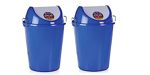 ARISTO Plastic Swing Lid Dustbin with Side Handle 80 LTR BLUE & BLUE PACK OF 2