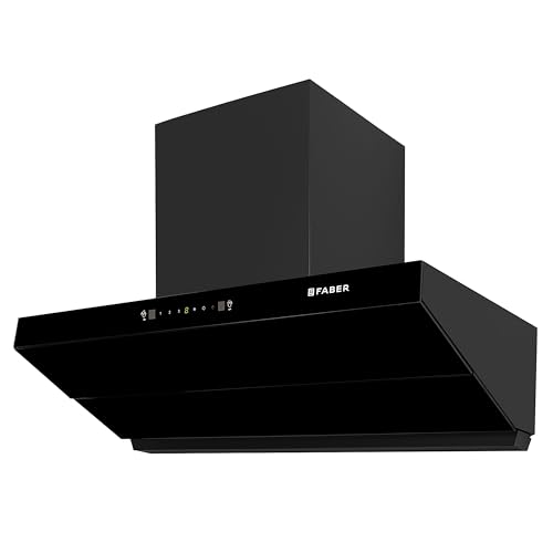 Faber Artemis 90cm 1200m³/hr Filterless Kitchen Chimney|Slant Body|T-Shape Panel|Autoclean Alarm|Moodlight|Touch&Gesture|12Yr on Motor,2Yr Comprehensive Warranty by Faber|Hood Artemis IN HC SC FL BK90