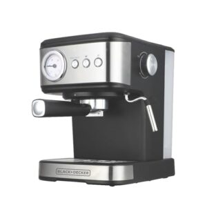 BLACK+DECKER BXCM1001IN 1100W 10-Cup 15 Bar Expresso Coffee Maker | 1.5L Water Tank Capacity | Anti-Drip Feature | Auto Keep-Warm Function | 2-year Warranty -(Black+Grey)