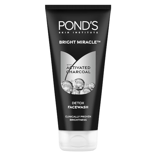 POND'S Pure Detox Face Wash 200 g|| Daily Exfoliating & Brightening Cleanser|| Deep Cleans Oily Skin - With Activated Charcoal for Fresh|| Glowing Skin