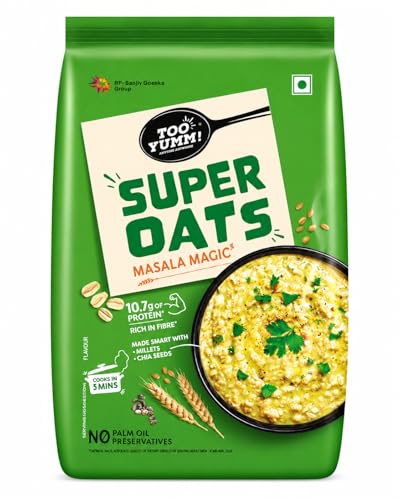 Too Yumm Oats Protein Super Oats Masala Magic | 10.7g Protein | Oats, Millets, Bajra, Jowar & Chia Seeds | 13.3g Dietary Fibre | 400g