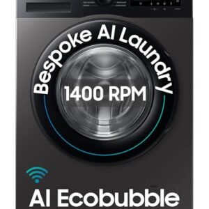 Samsung 9 kg, 5 star, AI EcoBubble, Super Speed, Wi-Fi, Hygiene Steam with Inbuilt Heater, Digital Inverter, Fully-Automatic Front Load Washing Machine (WW90DG5U24AXTL, Inox)