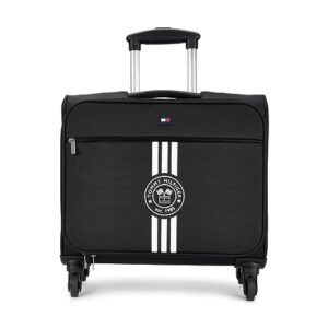 Tommy Hilfiger Planetary Plus Overnighter Trolley Bag – Dark Black |15 Inch Laptop Compartment | Unisex Business Travel Bag | 360° Spinner Wheels | Telescopic Handle | Polyester |45L Capacity |45cm