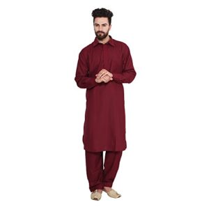 SOJANYA (Since 1958 Men’s Maroon Cotton Blend Pathani Kurta Salwar