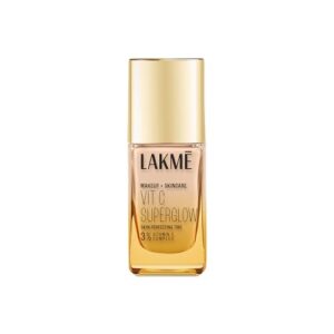 LAKME Makeup+Skincare, VitC Superglow Skin Perfecting Tint, Cool Ivory C100, 25ml, for Hydrated Smoother Skin, with 3% Active Vitamin C & Micro Radiance Boosters, Natural Finish, Airlight Formula