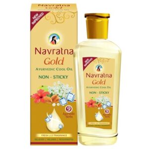 Navratna Gold Ayurvedic Cool Oil | Goodness of Almonds | Non-Sticky and Fresh Lily Fragrance | 500ml