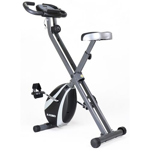Kobo Folding Magnetic Exercise Bike with 3KG Flywheel, 120KG Max User Weight – Compact, Adjustable, Upright Modes – Home Workout Fitness Cycle