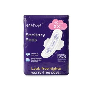 Namyaa Sanitary Pads XXL 320mm – Extra Long, Ultra Thin, Winged & Leak-Proof Pads for Heavy Flow – Breathable, Rash-Free Comfort (40 Pads)