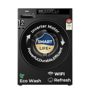 Haier 7 Kg AI One Touch, AI Smart Wash (AI-DBT), PuriSteam, 525mm Super Drum, In-Built Heater,WI-FI, Fully Automatic Front Load Washer, (EFL70-IM12F3BKU1 | Black)