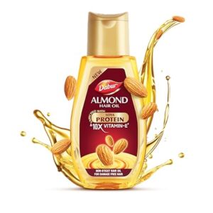 Dabur Almond Hair Oil – 500ml | Provides Damage Protection | Non Sticky Formula | For Soft & Shiny Hair | With Almonds, Keratin Protein, Soya Protein & 10X Vitamin E