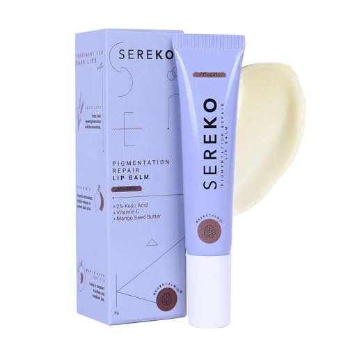 SEREKO Pigmentation Repair Lip Balm for Dark Lips With Kojic Acid, Vitamin C & Mango Seed Butter | Brightens Dark & Discoloration Lips, 24H Hydration, Lock Moisture | For Women & Men | Affogato - 8gm