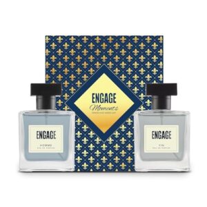 Engage Gift Set – Moments Luxury Perfume Gifts for Men, Homme & Yin 200ml, Long Lasting Smell, Mens Perfume, Pack of 2, Men Gift Set, Best Birthday, Anniversary Gift Hamper by ITC, Eau De Parfum for Man