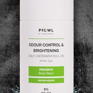 PROWL by Tiger Shroff 6% AHA BHA Mandelic Acid Underarm Roll On For Man | Brightens Dark Underarms | Long Lasting Antiperspirant Odour Control Rollon | Non-Sticky | Vintage Aquatic, 40ml