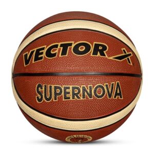 Vector X 14 Panel Supernova Rubber Moulded Indoor/Outdoor Basketball with Butyl Bladder, Brick Brown, Size: 5 (Suitable for Practice/Match/Training) + Free Air Needle