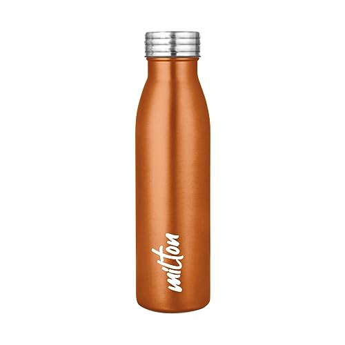 MILTON Breeze 750 Stainless Steel Water Bottle 730 ml, Single Walled, ISI Certified I Leak Proof Lid, Rust Proof I For School, Office, Gym I Mettalic Orange