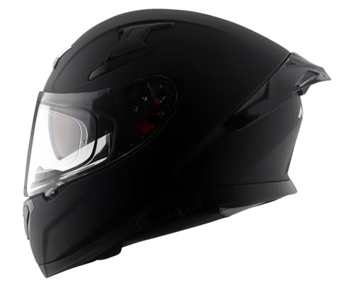 Axor Apex Solid ISI ECE DOT Certified Matt Black Full Face Dual Visor Helmet for Men and Women with Pinlock Fitted Outer Clear Visor and Inner Smoke Sun Visor Dull Black(L)