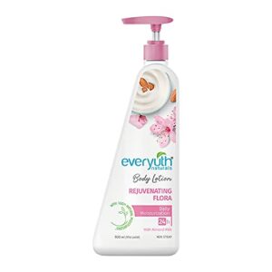 Everyuth Naturals Rejuvenating Flora Body Lotion 500ml for men & women | 24Hr Hydration | Deep Moisture Care for Dry Skin | Enriched with 100% Natural Almond Milk | Smooth, Radiant & Healthy Looking Skin Care