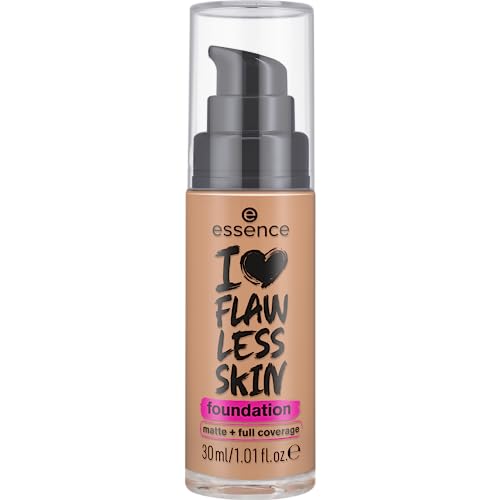 Essence I LOVE FLAWLESS SKIN foundation 70 Light Sand, liquid foundation, Light Sand shade, full coverage, matte finish, long-lasting, blendable texture, 30 ml