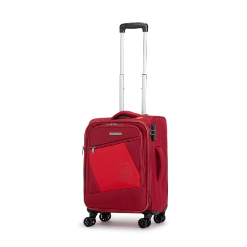 Verage V Lite - Falcon 58 cms Red Carry-On Softside Trolley Bag Expandable Suitcase Travelling Spinner Luggage with Anti-Theft Zippers for Men and Women