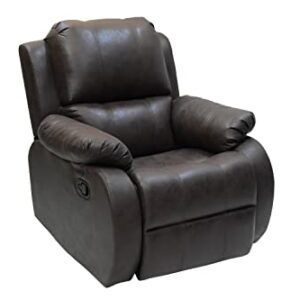 The Couch Cell | One Seater Recliner Chair | Brown Leatherette Upholstered Recliner | Manual Single Seater Recliner | Comfortable Recliner for Living Room Bedroom Home Seating