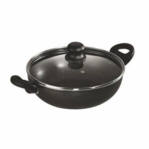 Butterfly Granza Non Stick Kadai with Glass Lid | 240 mm |Non-Stick Premium Virgin Aluminium | Induction Base| PFOA Free | Scratch Resistant