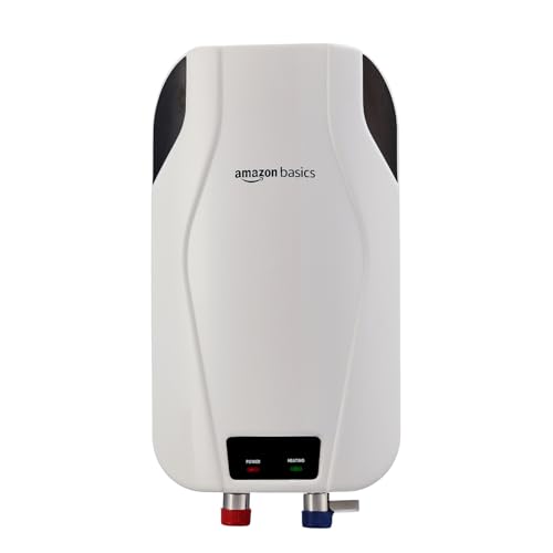 Amazon Basics 3L Instant Water Heater | 3KW | Geyser with PP Body & SS Tank | Corded Electric | Rust Proof | 4 Level Safety | White