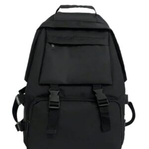 Glowic Black Backpacks for Men & Women | Stylish, Durable, Multi-Pocket Travel & Laptop Bags with Buckle Straps (Black)