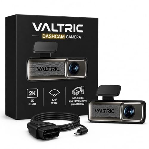 Valtric Dashcam for Cars | 2K Quad HD Car Dash Camera with Built-in WiFi & App | 170° Wide Angle Lens |Supports Up to 512GB microSD | India’s first to include an OBD cable for 24/7 parking monitoring.