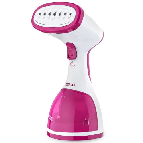 INALSA Garment Steamer for Clothes/fabric, Steam Iron -Vertical & Horizontal Steaming up to 20g/min, Travel Iron, 1200 Watt, 260 ml Water tank & 20 sec Fast Heating,1 Yr warranty,White/Pink (Steamax)