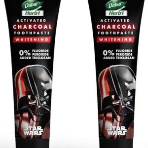 Dabur Herb’l Activated Charcoal & Mint Toothpaste – Star Wars Pack (Black Gel)- 240g (120gx2) Combo Pack | For Whitening | Fluoride Free Toothpaste | Fights Plaque & Extrinsic Stains