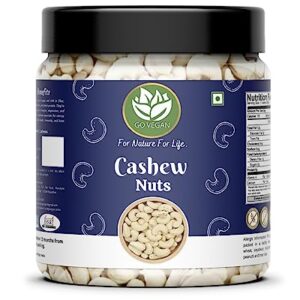 Go Vegan Raw Cashew W320 Grade 1Kg | kaju | Premium Whole Cashews | Whole Crunchy Cashews Jar Pack