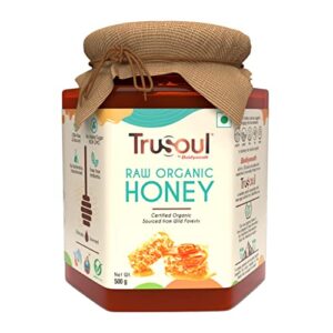 TruSoul By Baidyanath Raw Organic Honey – 500gm | NPOP Organic Certified, Sourced from Himalayas | 100% Raw & Natural | No Added Sugar | Unprocessed, Unpasteurized -(Pack of 1)