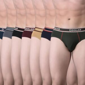 Dollar Bigboss Men’s Pack of 7 Combed Solid Cotton Brief with Anti-Microbial Odour Control (8905203758180_MBBR-04-MDSTE-PO7-CO1-S24_M) Assorted