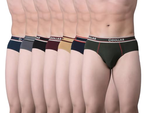 Dollar Bigboss Men's Pack of 7 Combed Solid Cotton Brief with Anti-Microbial Odour Control (8905203758180_MBBR-04-MDSTE-PO7-CO1-S24_M) Assorted