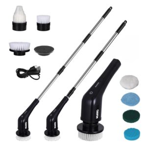 AGARO Royal Electric Spin Scrubber, Cleaning Brush Scrubber for Home, 400RPM/Mins – 8 Replaceable Brush Heads – 90Mins Work Time,3 Adjustable Size,2 Adjustable Speeds for Bathroom,Glass, Car, Black
