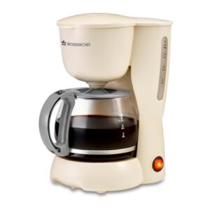 Wonderchef Veneto Brew Coffee Maker | Drip Coffee | 4 Cups | 600ml Borosilicate Carafe | Hot Plate | Anti-Drip | Auto Shut-Off | Ivory | 550W | 2-Year Warranty