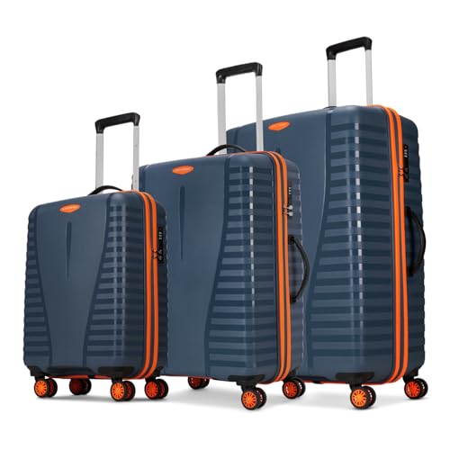 Aristocrat Airpro-Max Set of 3 Cabin, Medium & Large Trolley Bags, Lightweight Polypropylene Case Luggage, 8 Wheels, Combination Lock, Travel-Friendly, 3-Yr International Warranty, Spanish Blue