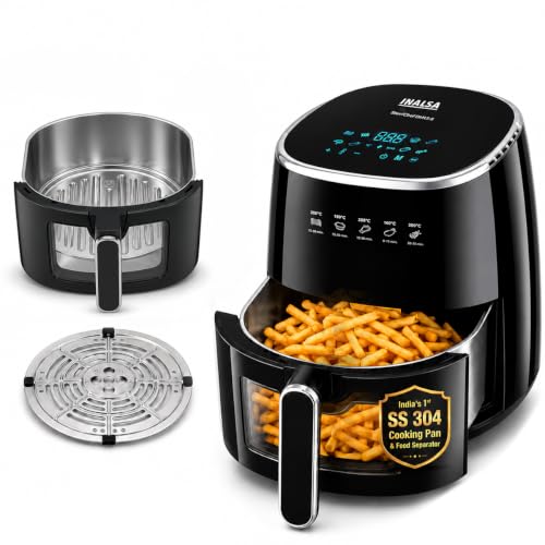 INALSA Air Fryer with Stainless Steel Basket| Non Toxic|5.5 ltr & 1600 Watt| SteelChef DW5.5