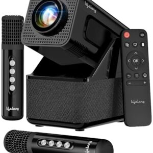 Lifelong Electronics ROAR Projector with 2 Mics | Booming 20W Speakers | Cricket Commentary, Karaoke Party & Room Cinema | 1080P & 4K Ultra HD Support | All Android OTT Apps | Ultra Bright 150” Screen