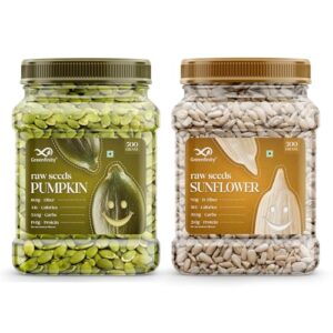 GreenFinity Seeds Combo, 2kg | Pumpkin Seeds 1kg + Sunflower Seeds 1kg | High Protein & Fiber | Raw, Natural & Unroasted | Superfood for Healthy Snacking | Vegan & Gluten-Free.