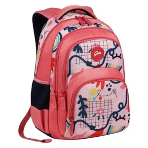 Gear Diva 41L Extra Large Water Resistant School Bag/Casual 5 Compartment Backpack/Daypack/Travel Backpack/College Bag Kids Bag For Girls, 38 Lt – Pink