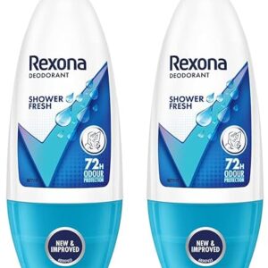 Rexona Shower Fresh Underarm Roll On Perfume For Women, Antiperspirant, Removes Odour, Keeps Skin Fresh & Clean, Alcohol Free, Skin Friendly, 50 Ml (Pack of 2)