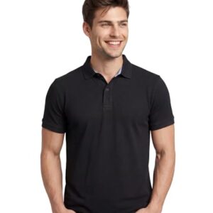 AWG ALL WEATHER GEAR 100% Cotton Polo T Shirt for Men | Soft & Breathable Fabric | Regular Fit | Half Sleeve Polo Collar T Shirt | Casual & Office Wear | Comfortable & Durable Mens Polo T Shirt Black