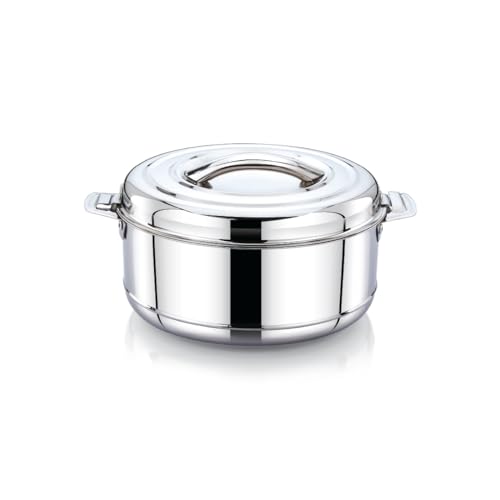 Praylady Vintage Insulated Hot Pot Casserole 1 Litre – Stainless Steel Food Warmer with Lid | Leak-Proof Thermal Serving Bowl for Lunch, Dinner, Storage | Durable, Elegant Design | Silver Finish